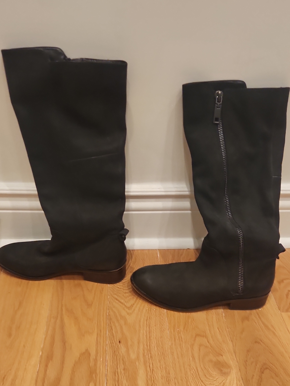 Aldo Black Tall Zip Riding Boots, 7.5/38